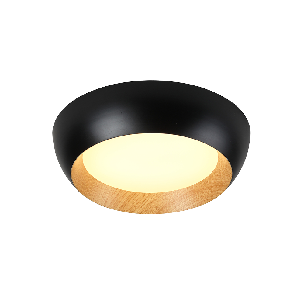 PLAFON MADERA LED 40CM 30W 3000K REDONDO NEGRO